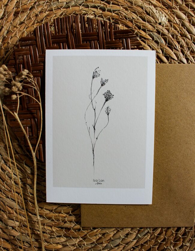 carte illustrée, fleurs sauvages, crayon graphite – Image 3