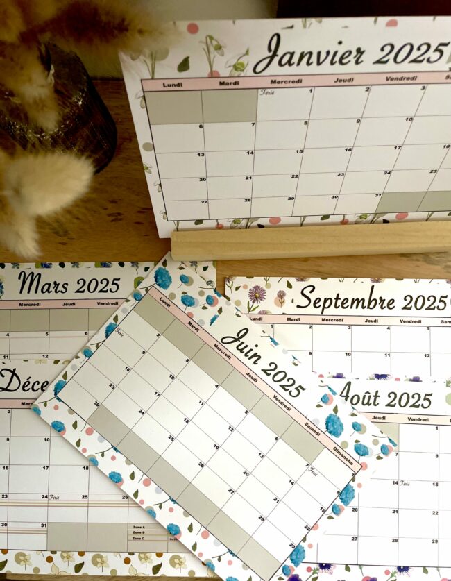 calendrier 2025 format bureau A5 – Image 3