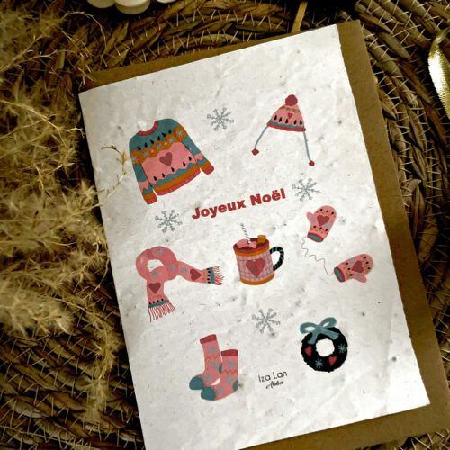 Carte De Noël À Planter – Thème Pull et Chocolat Chaud